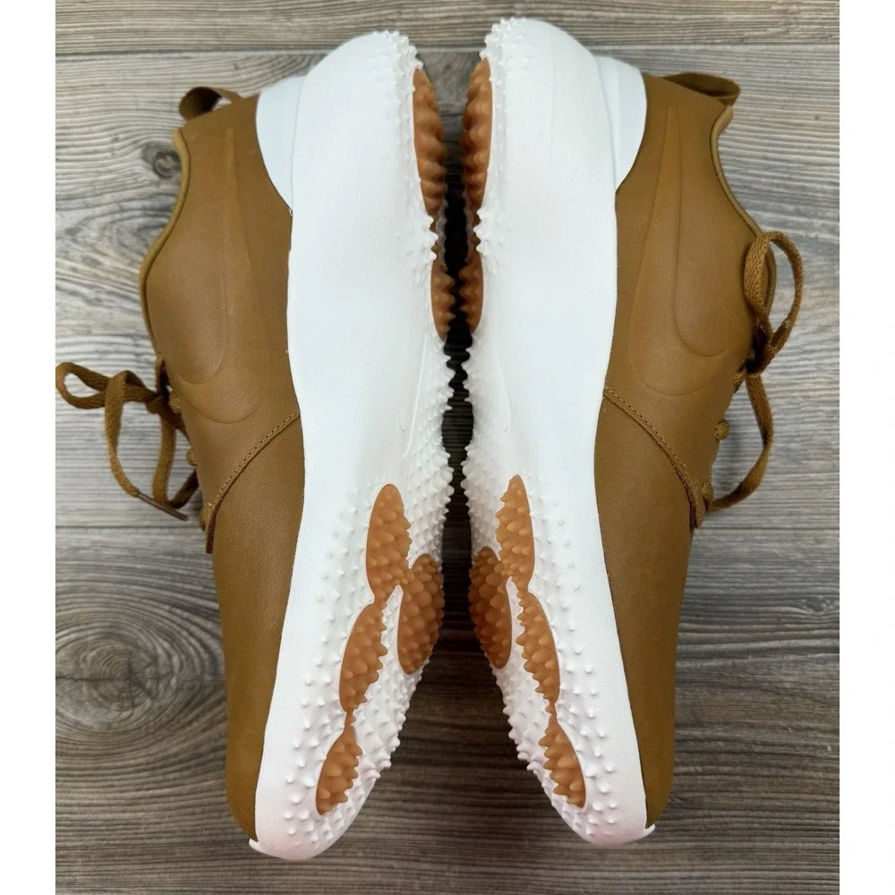 NIKE Roshe G Premium Brown Leather Spikeless Golf Shoes AA1838-200 Men's 10.5